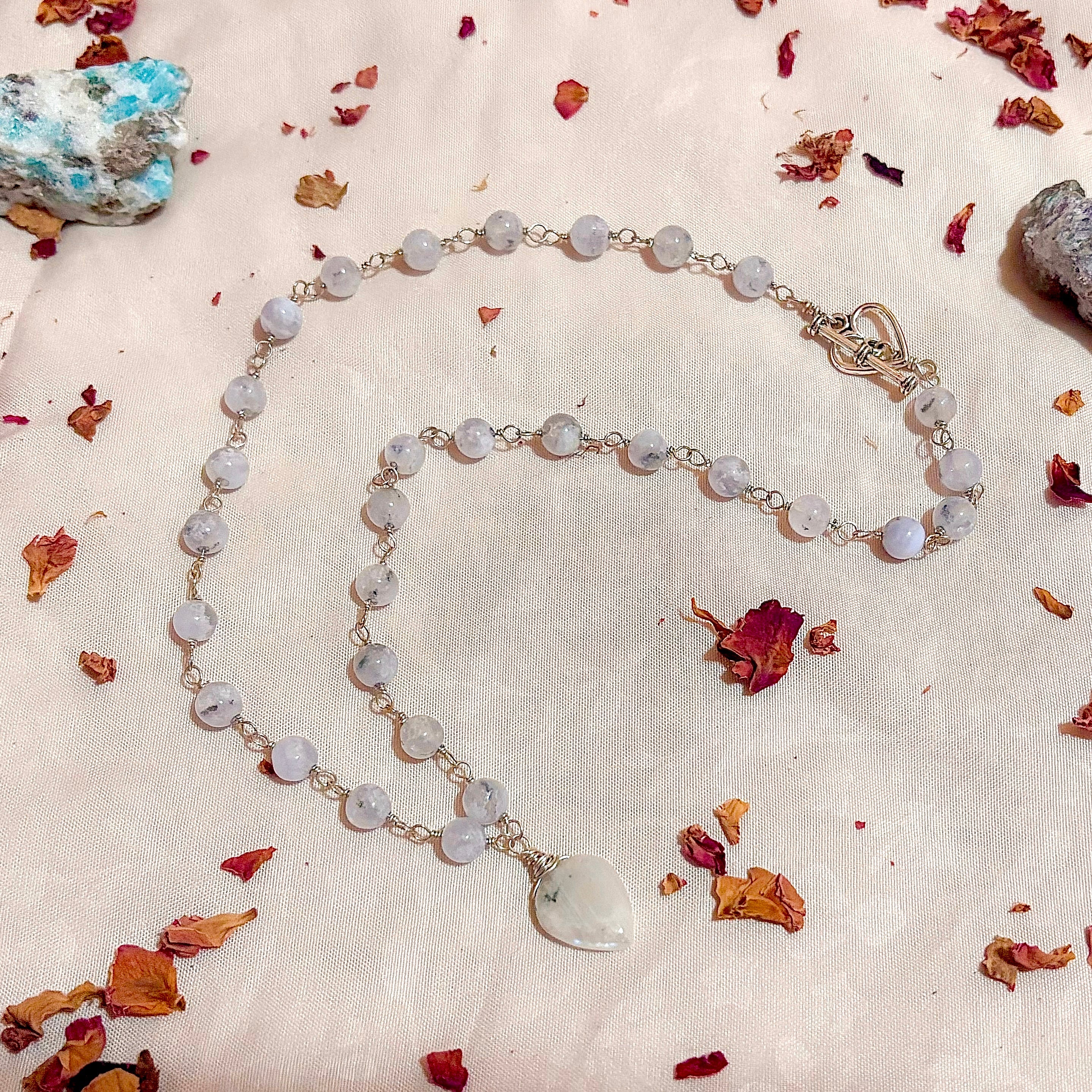 Whisper Tide | Blue Lace Agate & Moonstone Necklace in sterling silver