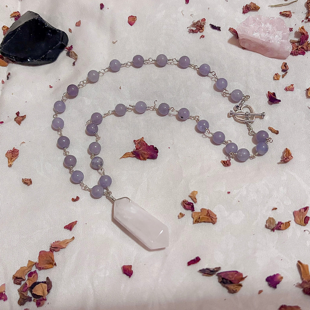 Sanctuary Heart | Lepidolite & Rose Quartz necklace in Sterling Silver