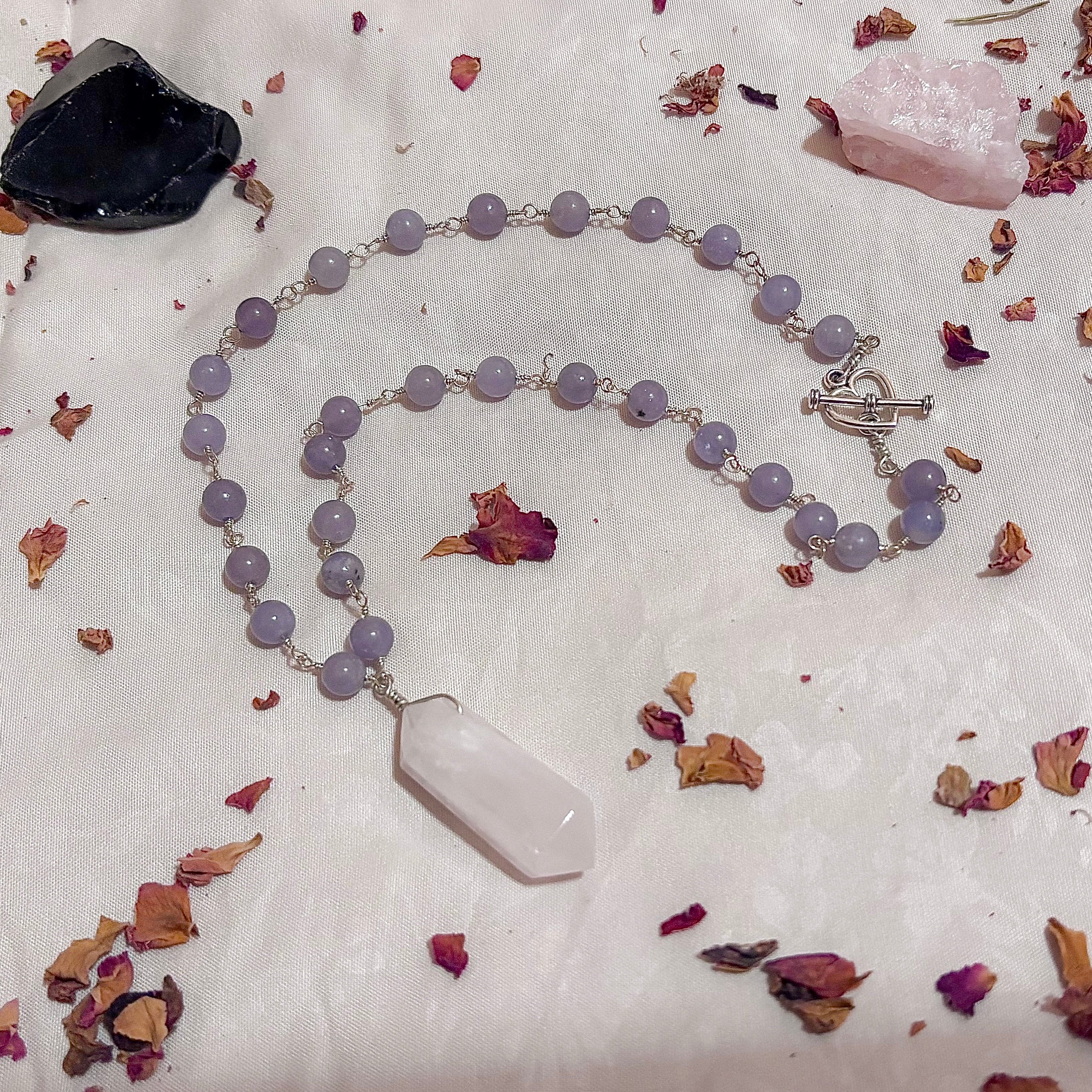 Sanctuary Heart | Lepidolite & Rose Quartz necklace in Sterling Silver