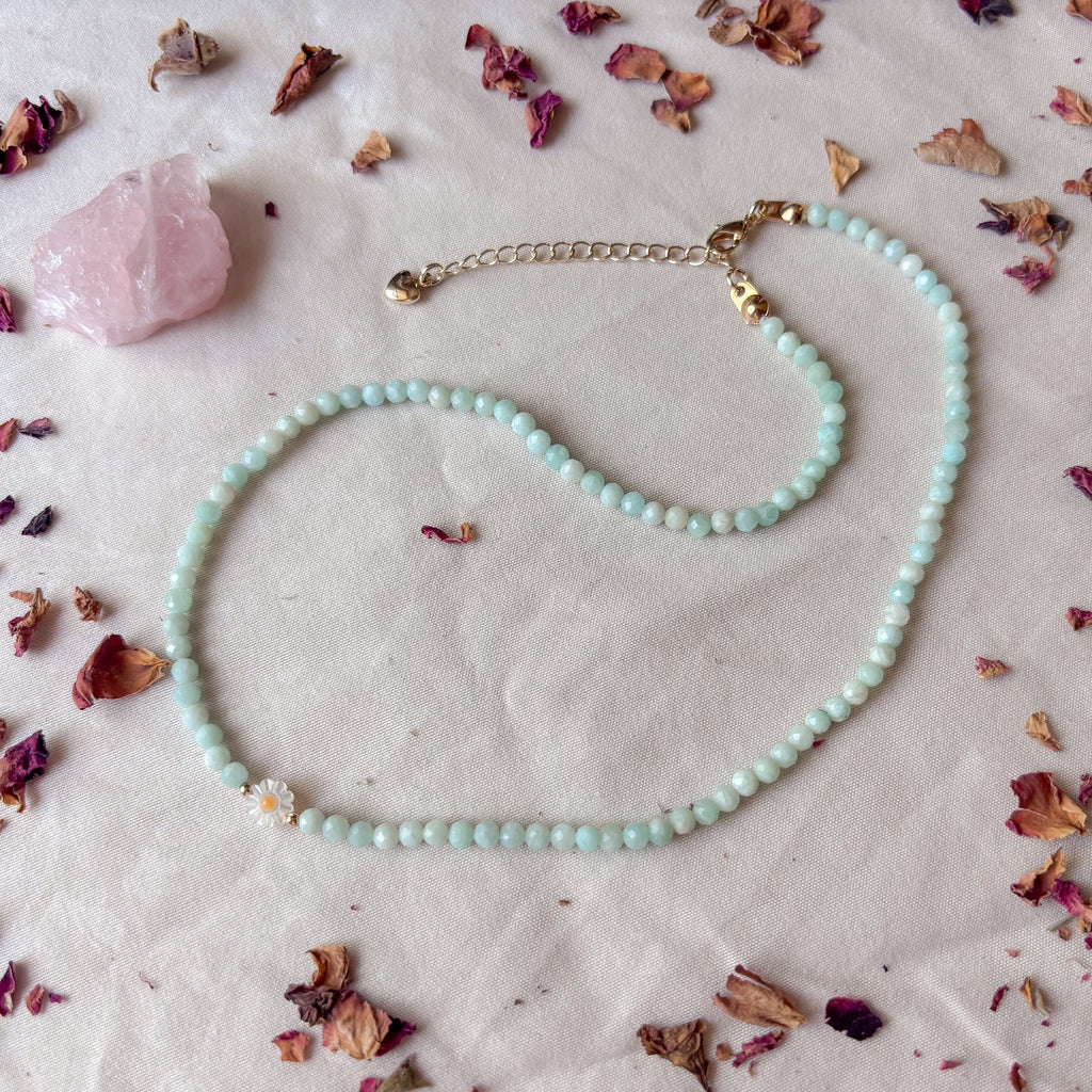 Wildflower | Amazonite Mother of Pearl Sunflower Necklace