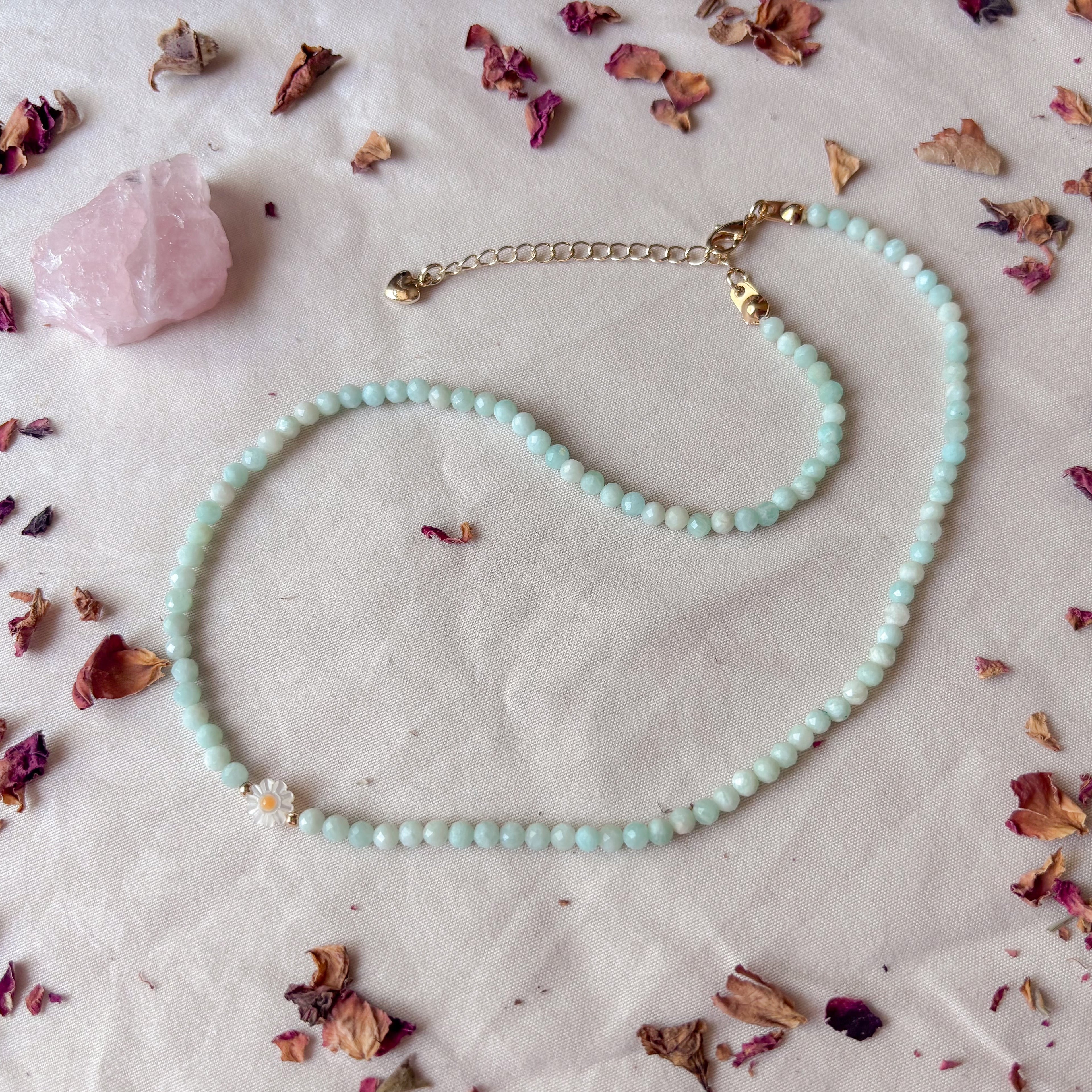 Wildflower | Amazonite Mother of Pearl Sunflower Necklace