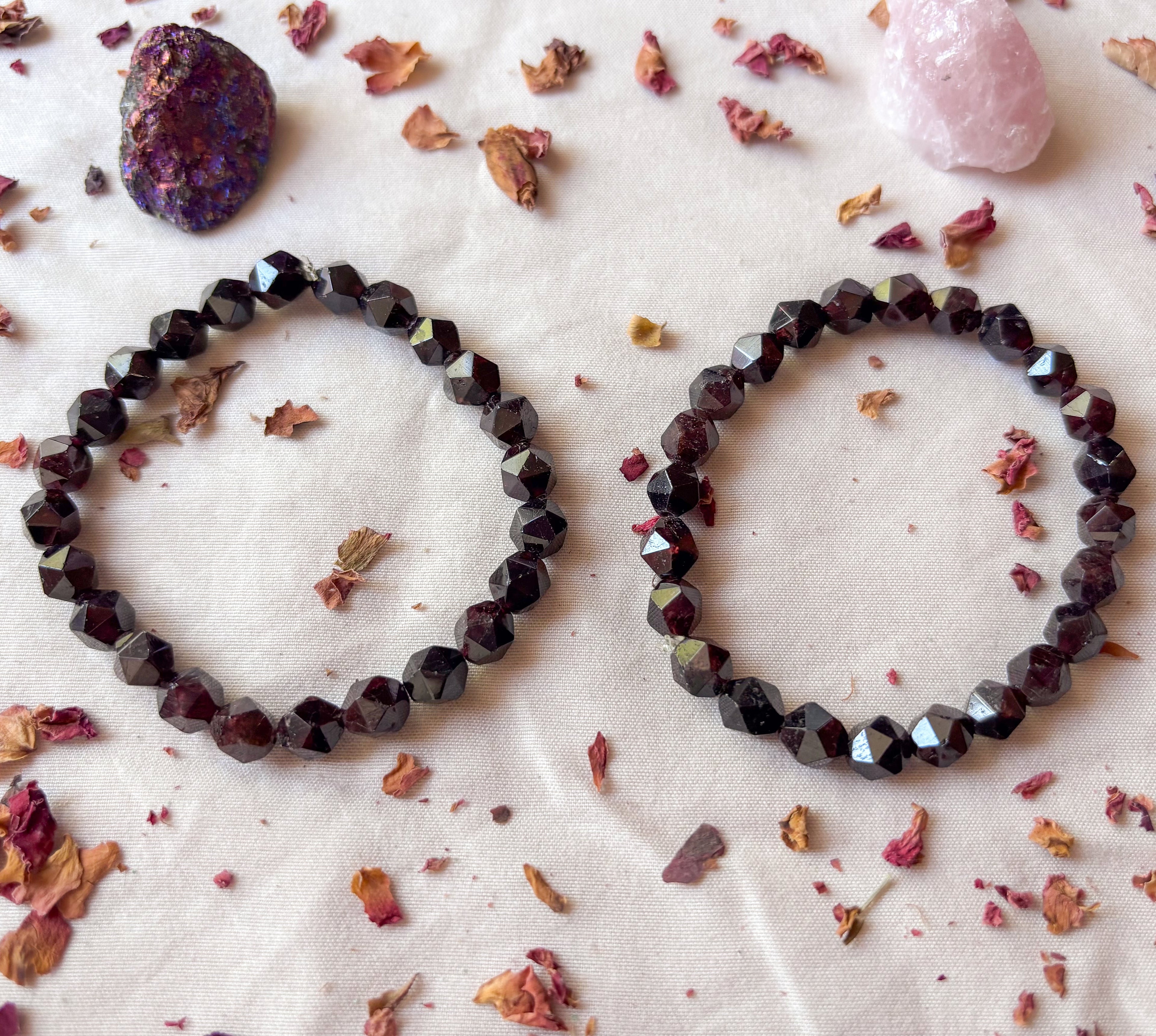 Garnet Star Cut Stretch Bracelet | Crystal Enchantress