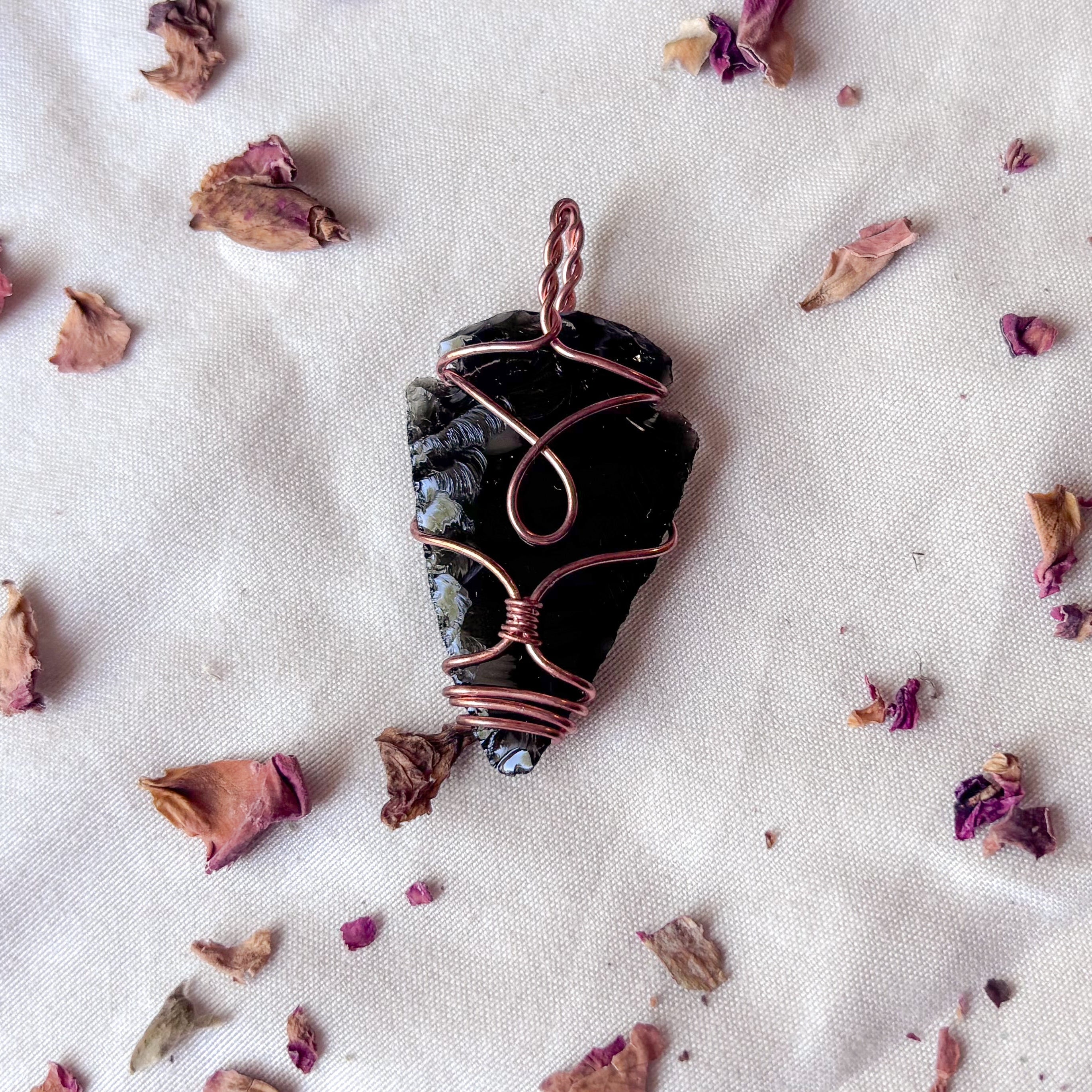 Veilbreaker | Black Obsidian Copper Arrow Pendant