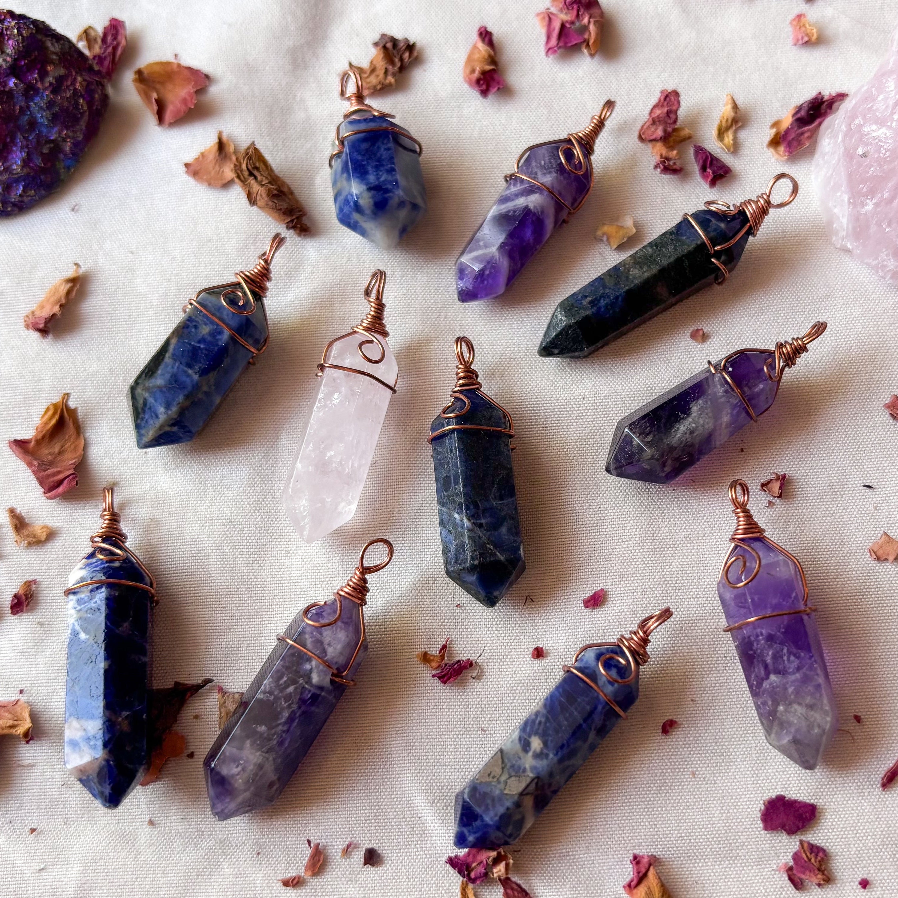 Small Copper Wrapped Crystal Point Pendants | Crystal Enchantress