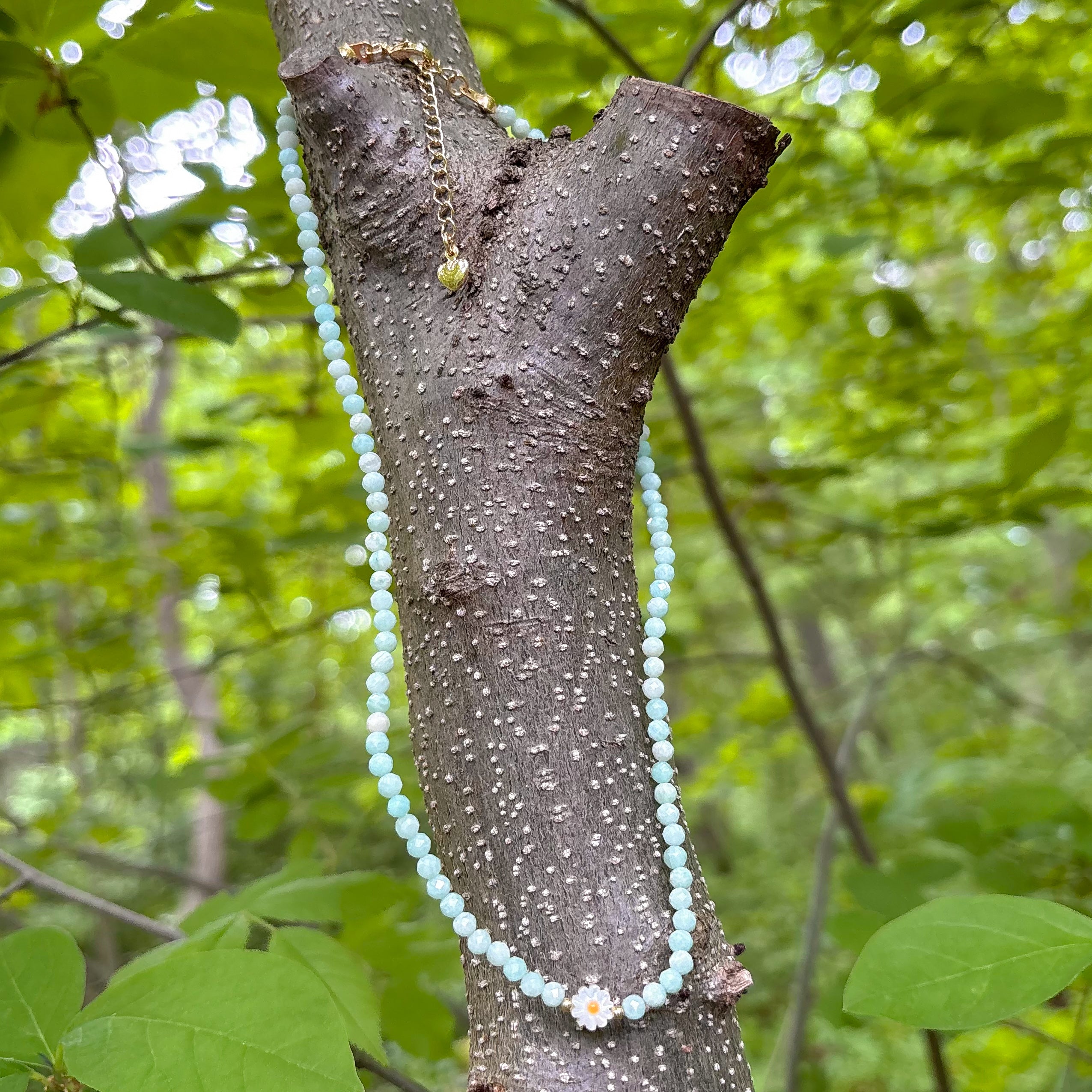 Wildflower | Amazonite Mother of Pearl Sunflower Necklace