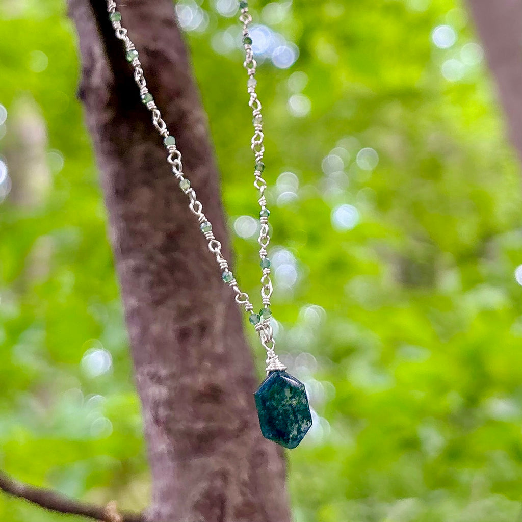 Earthbound Bloom | Green Moss Agate Necklace