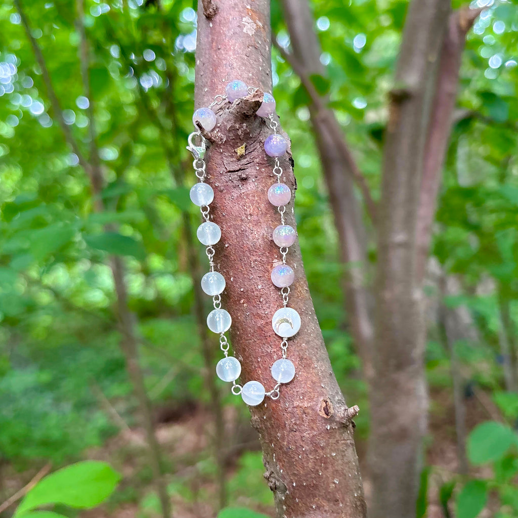 Moonveil | Titanium Amethyst, Selenite & Mother of Pearl Bracelet