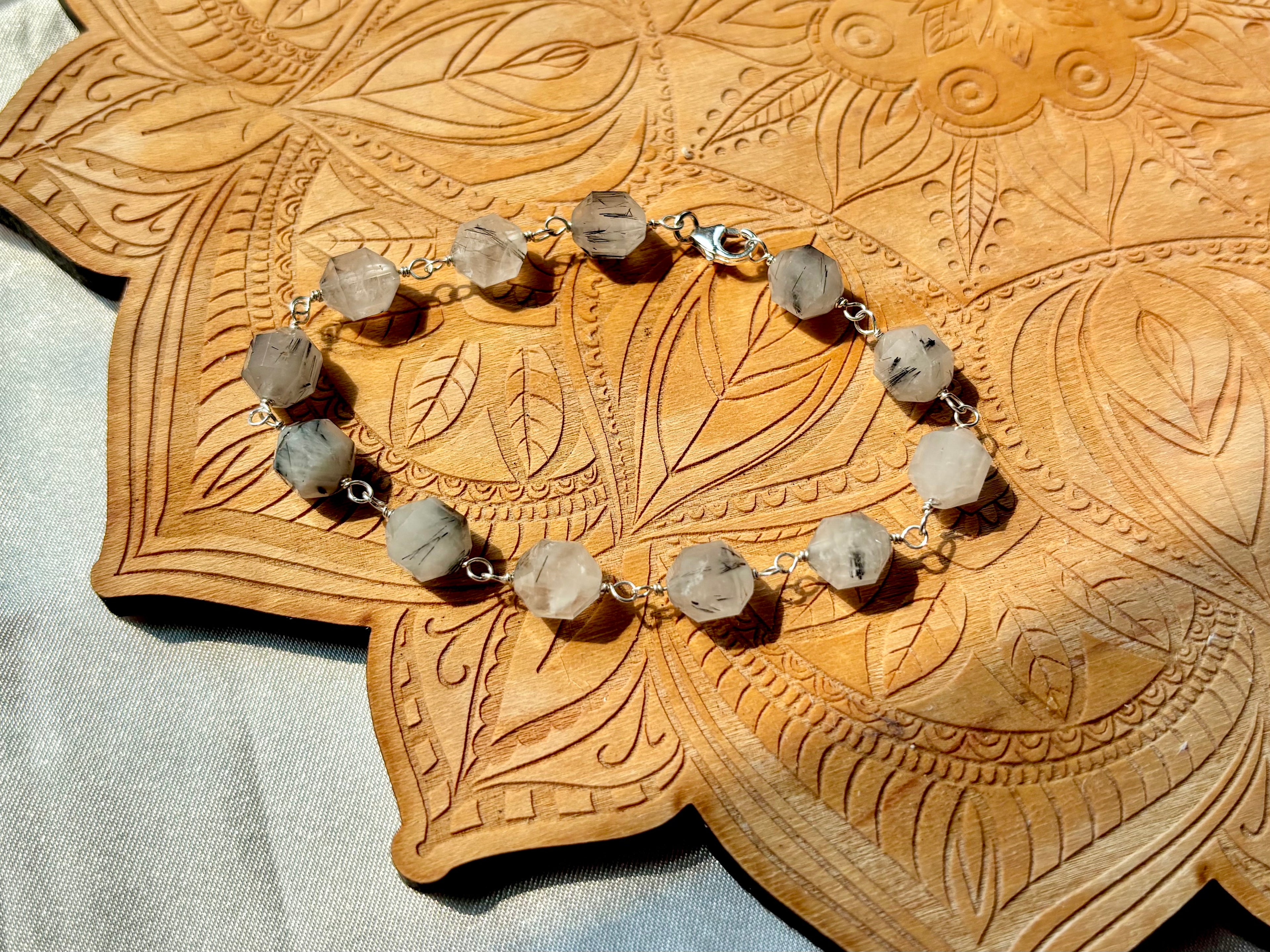 Black Tourmalinated Quartz Bracelet