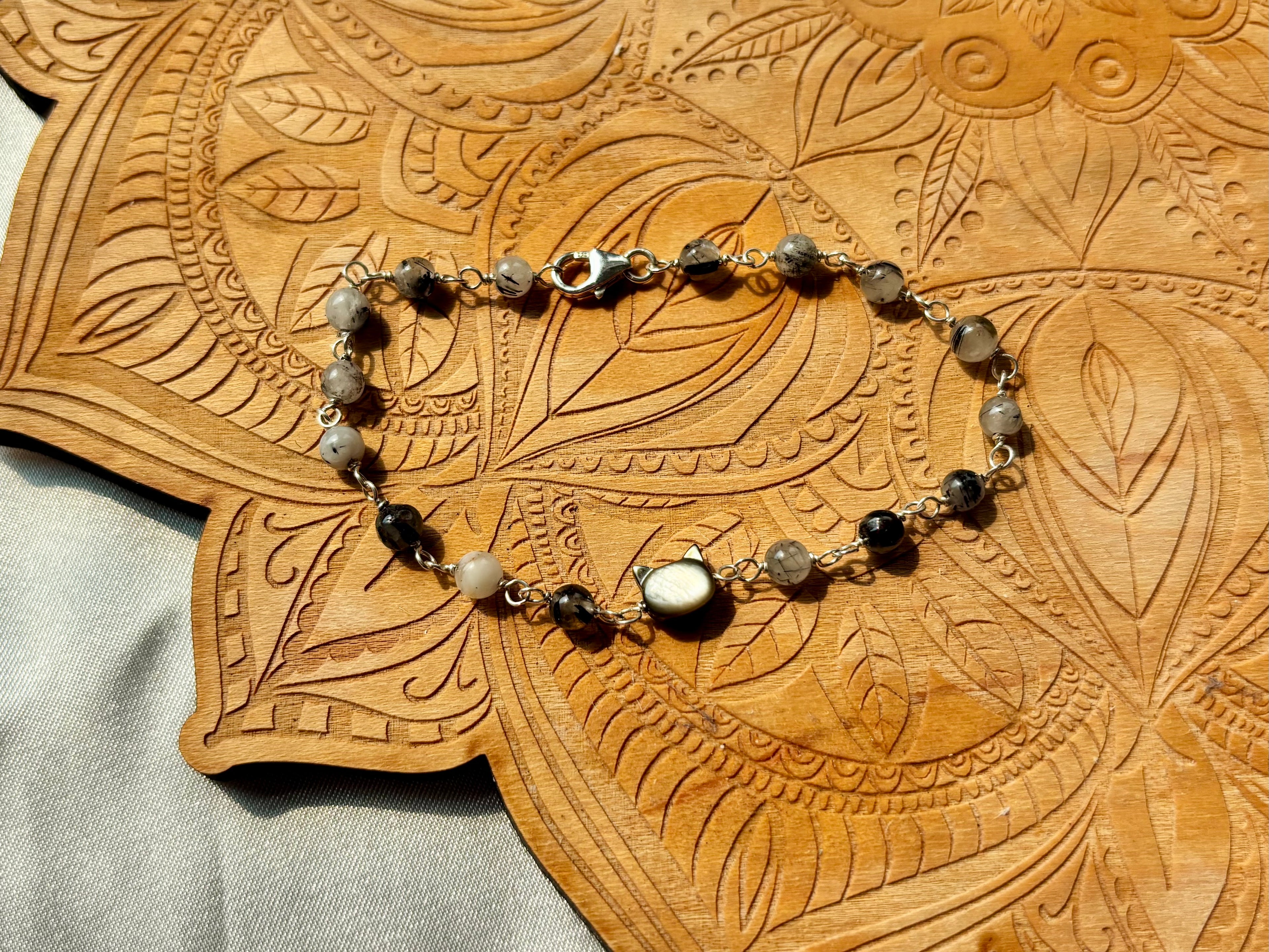 Tourmalinated Quartz Kitten Bracelet