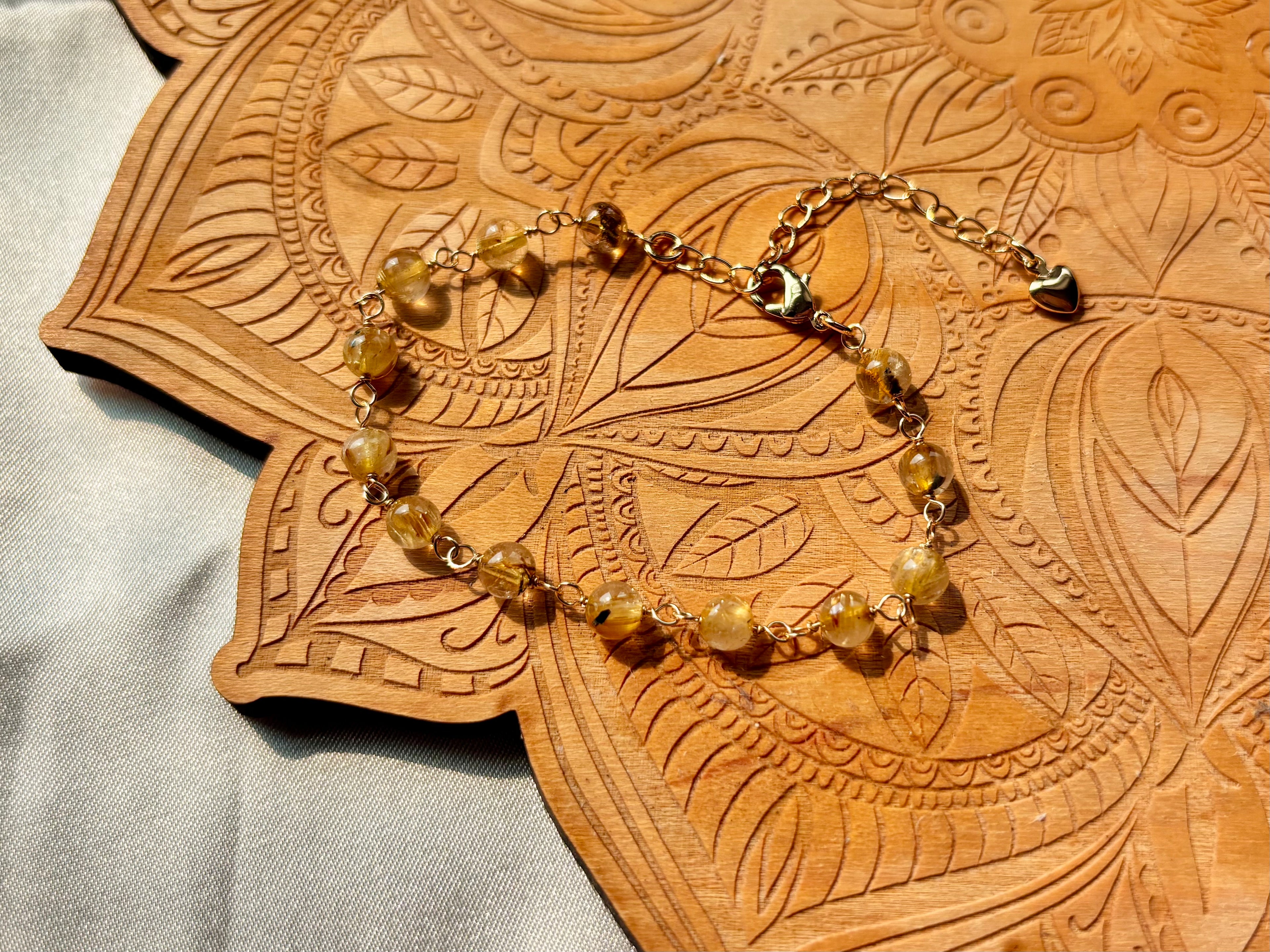 Golden Rutilated Quartz Gold Filled Bracelet